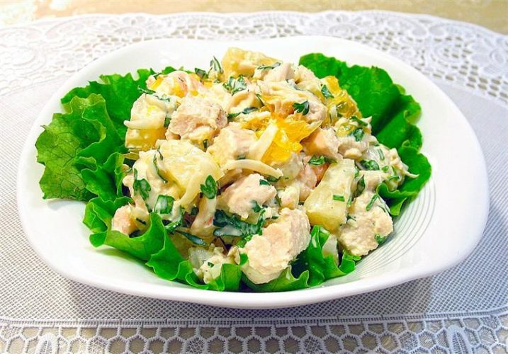 салат с курицей на кефире
