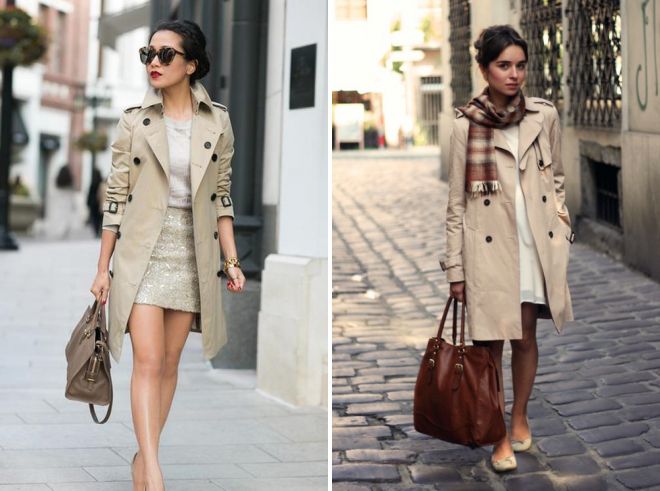 бежевый плащ до колена