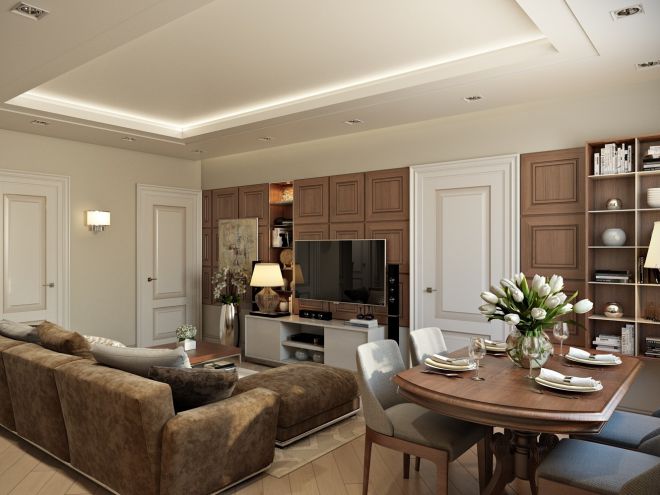Дизайн гостиной столовой 1