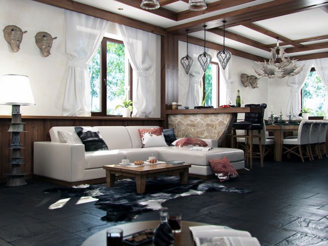 Дизайн гостиной столовой 10