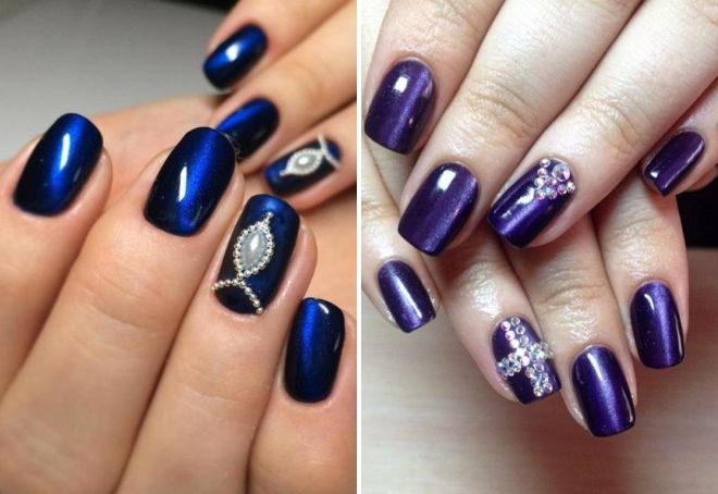 дизайн ногтей кошачий глаз со стразами дизайн ногтей кошачий глаз со стразами