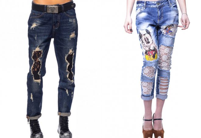 джинсы бойфренды с кружевом джинсы бойфренды с кружевом