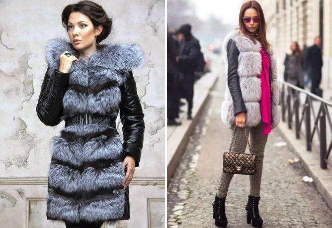 длинная меховая жилетка с кожаной курткой длинная меховая жилетка с кожаной курткой