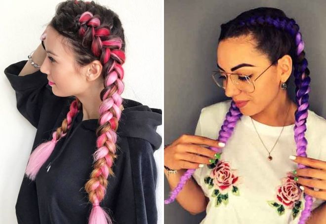 две косички с канекалоном две косички с канекалоном