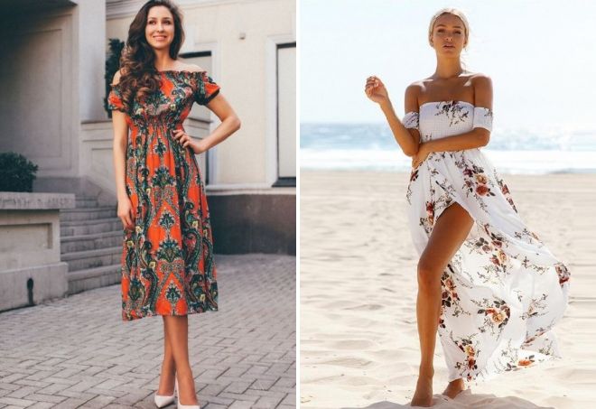 Летнее платье с открытыми плечами Летнее платье с открытыми плечами