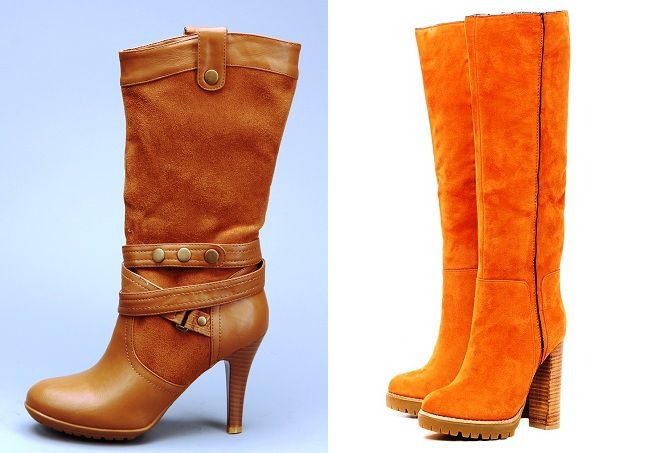 рыжие сапоги на каблуке рыжие сапоги на каблуке