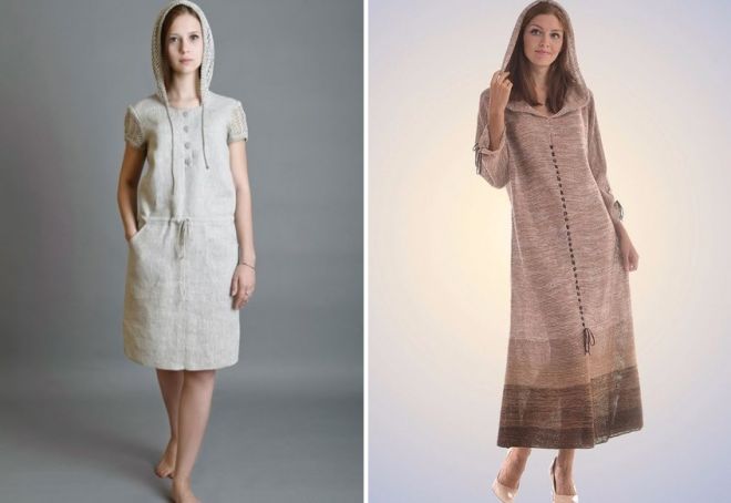 льняное платье с капюшоном льняное платье с капюшоном