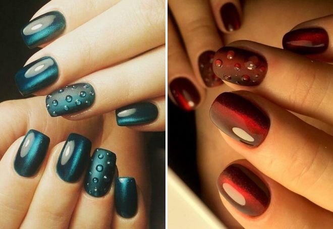 маникюр кошачий глаз с каплями маникюр кошачий глаз с каплями