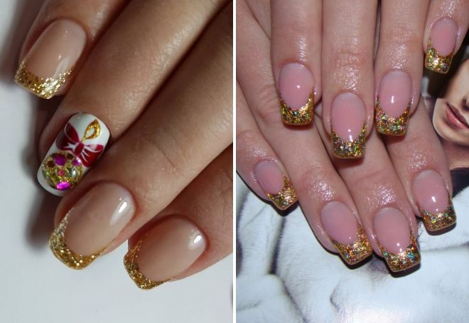 золотой новогодний френч золотой новогодний френч