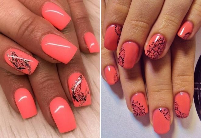 коралловый маникюр с рисунком коралловый маникюр с рисунком
