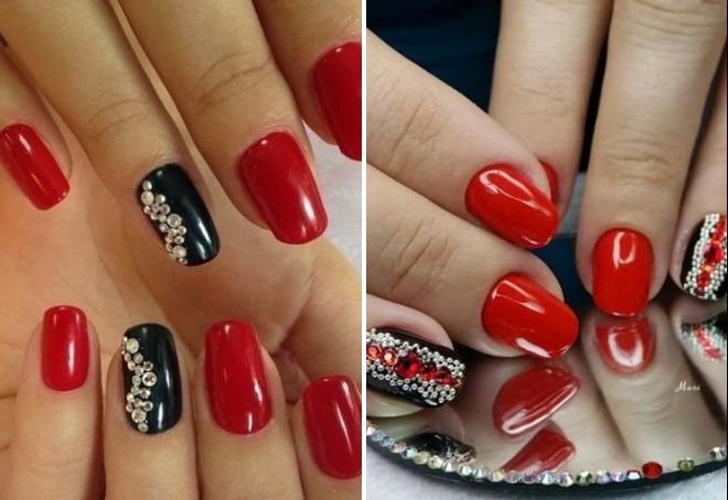 красно черный маникюр со стразами красно черный маникюр со стразами