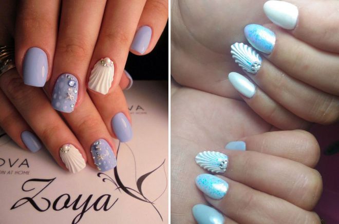 маникюр с ракушками бархатным песком маникюр с ракушками бархатным песком