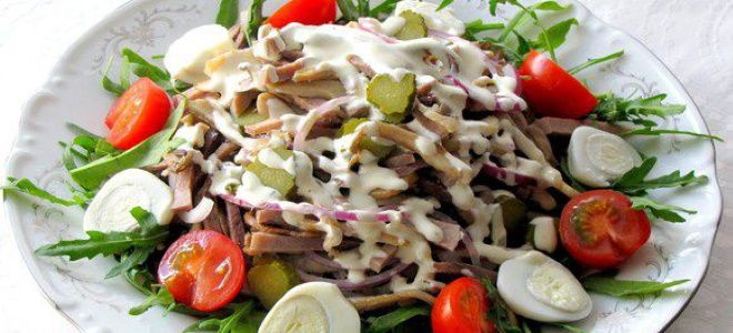 салат из говяжьего языка с солеными огурцами салат из говяжьего языка с солеными огурцами