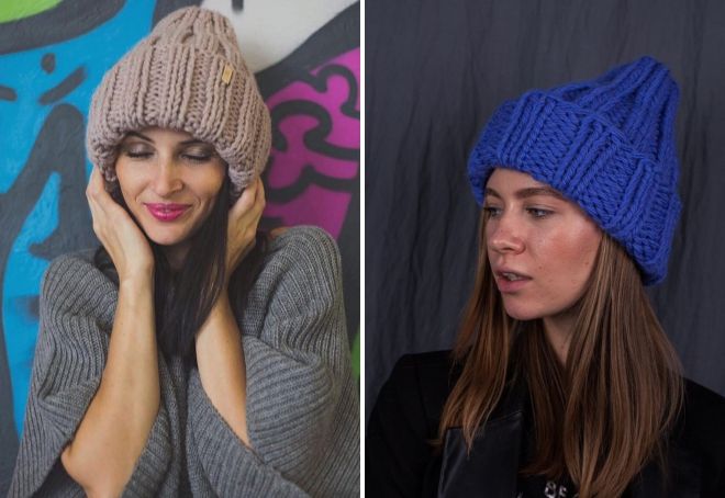 женская шапка чулок из толстой пряжи женская шапка чулок из толстой пряжи