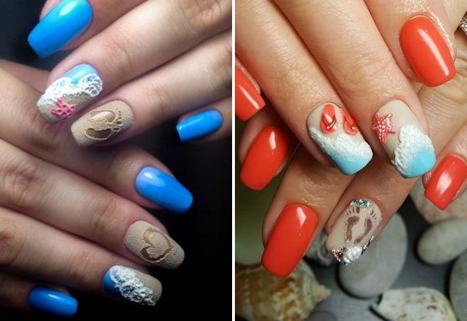 маникюр следы на песке маникюр следы на песке