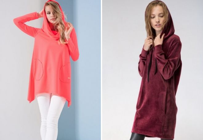 платья туники с капюшоном платья туники с капюшоном
