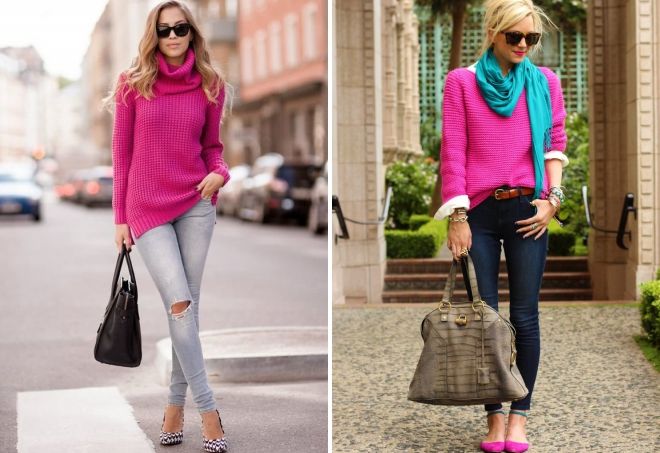 пуловер цвета фуксии пуловер цвета фуксии