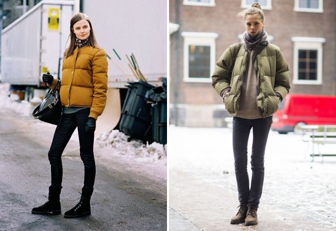 короткий пуховик с джинсами короткий пуховик с джинсами