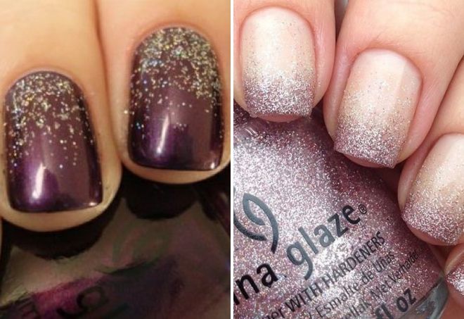 маникюр градиент с блестками маникюр градиент с блестками