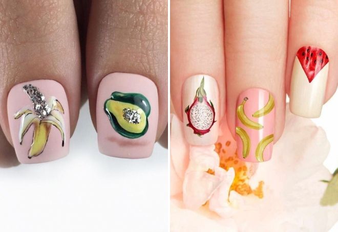 ногти с авокадо и бананом ногти с авокадо и бананом