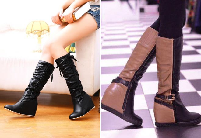 сапоги на скрытой танкетке сапоги на скрытой танкетке