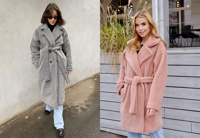 шуба тедди с поясом шуба тедди с поясом