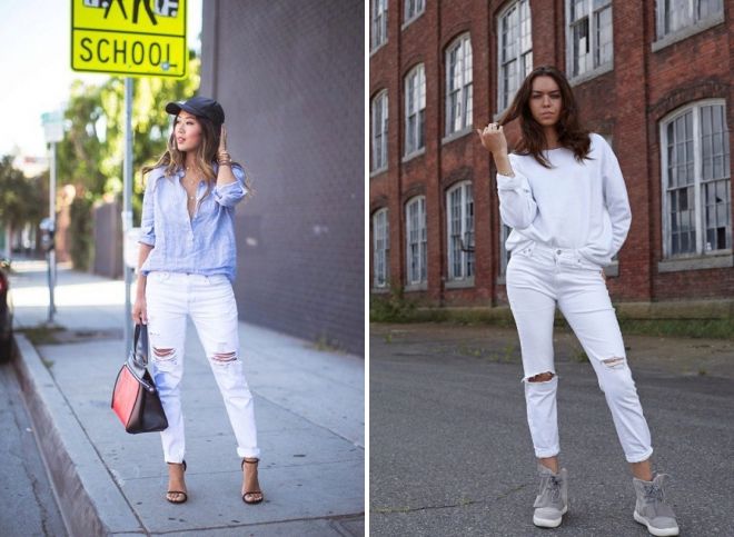 с чем носить белые рваные джинсы с чем носить белые рваные джинсы