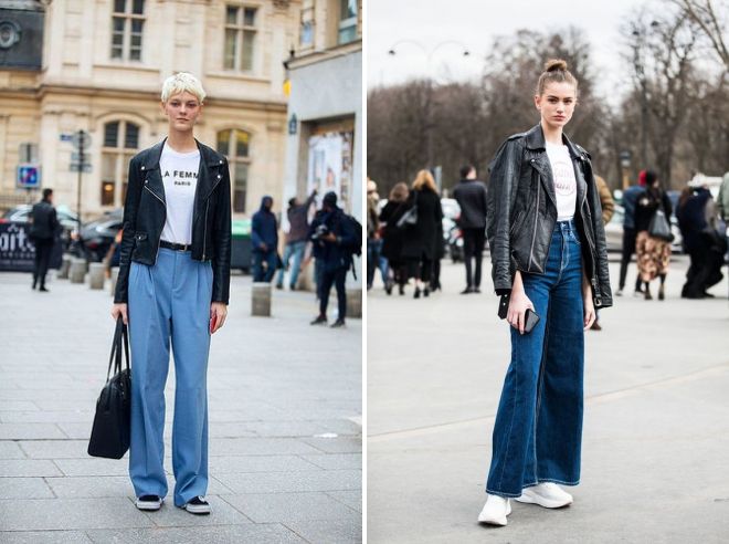 широкие джинсы с косухой широкие джинсы с косухой