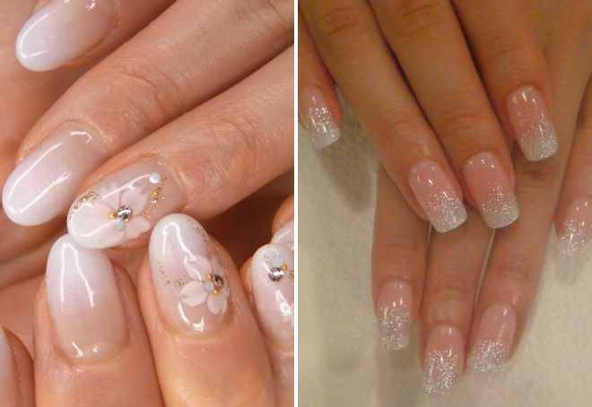 белый прозрачный маникюр с блестками белый прозрачный маникюр с блестками