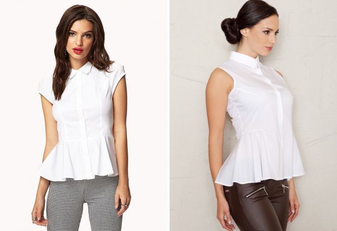 белая рубашка с баской белая рубашка с баской