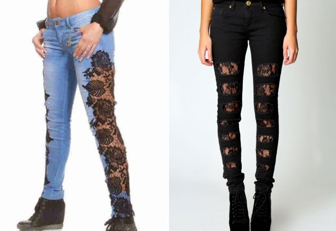 джинсы с кружевом 2018 джинсы с кружевом 2018