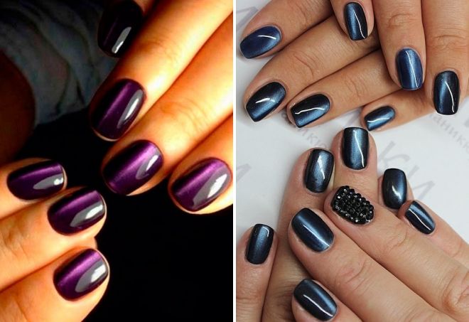 кошачий глаз на коротких ногтях кошачий глаз на коротких ногтях