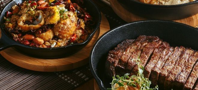 мясные блюда на сковороде мясные блюда на сковороде