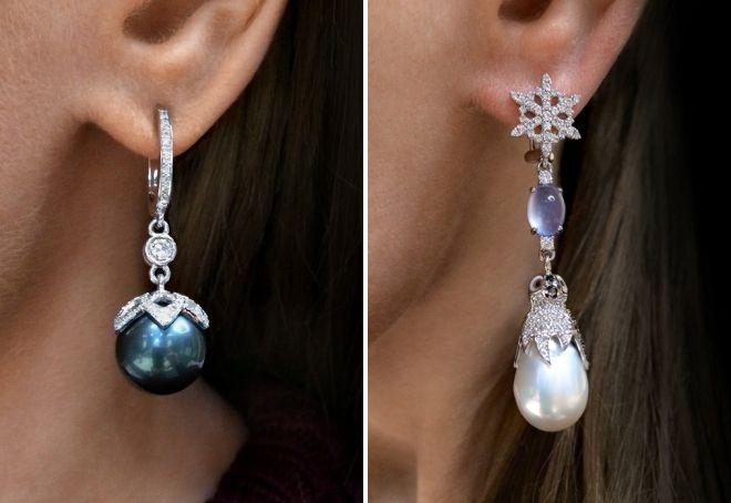 серьги из белого золота с жемчугом серьги из белого золота с жемчугом
