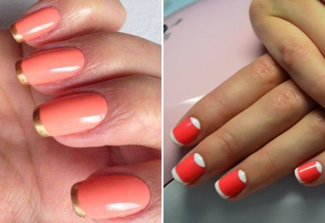 коралловый маникюр френч коралловый маникюр френч