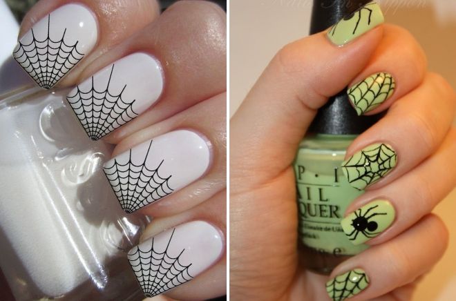 маникюр с паутиной на хэллоуин маникюр с паутиной на хэллоуин