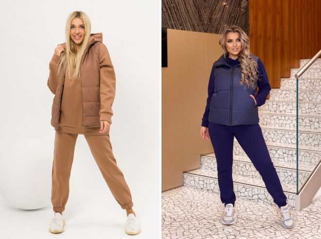 спортивный женский костюм тройка с жилетом спортивный женский костюм тройка с жилетом