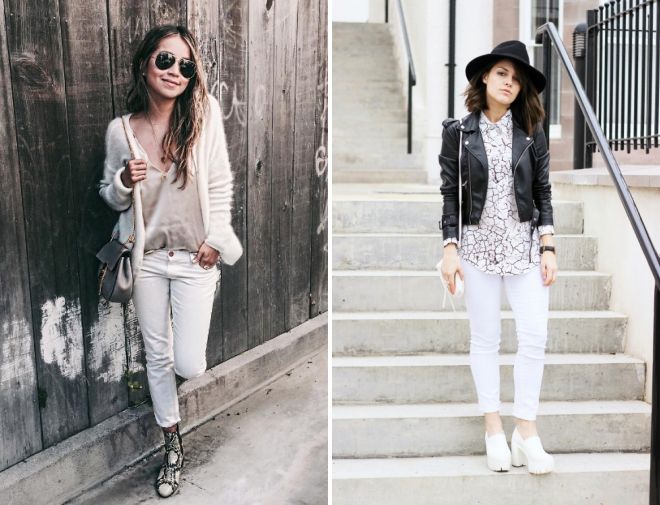 белые укороченные джинсы белые укороченные джинсы