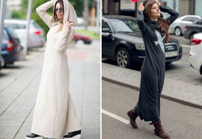 длинное платье с капюшоном длинное платье с капюшоном