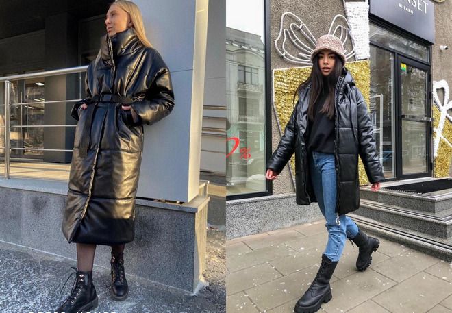 женский пуховик из экокожи женский пуховик из экокожи