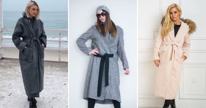 Теплое пальто с поясом Теплое пальто с поясом