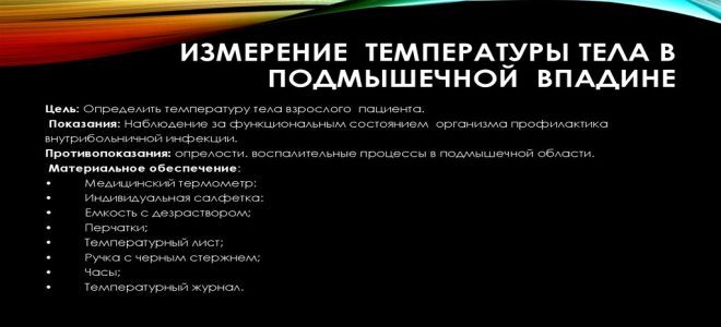 Измерение температуры тела в подмышечной впадине Измерение температуры тела в подмышечной впадине