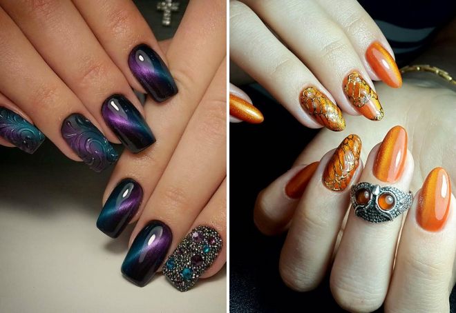 маникюр кошачий глаз на длинные ногти маникюр кошачий глаз на длинные ногти