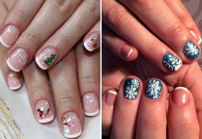 новогодний френч на короткие ногти новогодний френч на короткие ногти