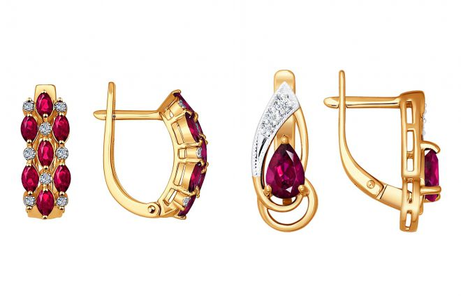 серьги с натуральными рубинами серьги с натуральными рубинами