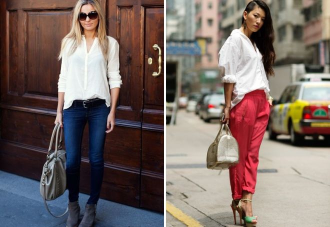 стильные луки с белой рубашкой стильные луки с белой рубашкой