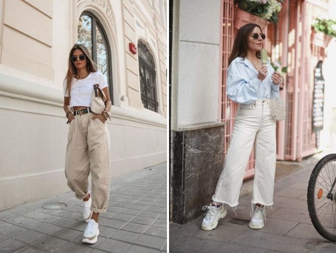 широкие джинсы с кроссовками широкие джинсы с кроссовками