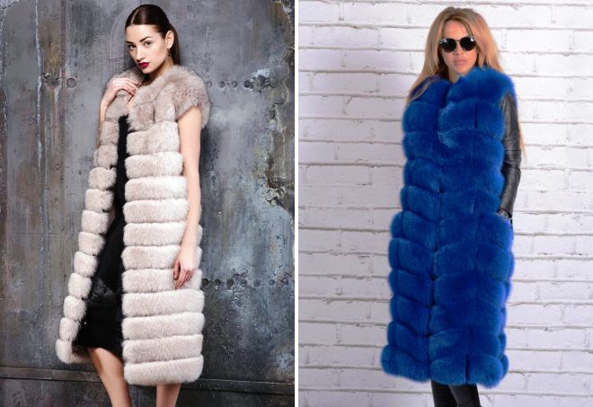 длинные жилетки из песца длинные жилетки из песца