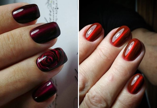 красный маникюр кошачий глаз красный маникюр кошачий глаз