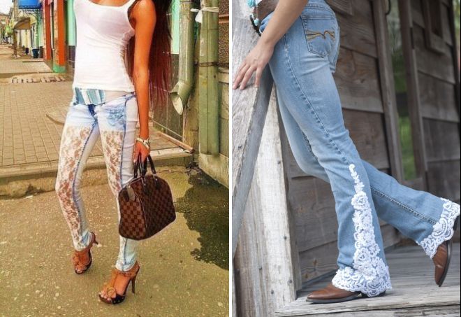 модные джинсы с кружевом модные джинсы с кружевом